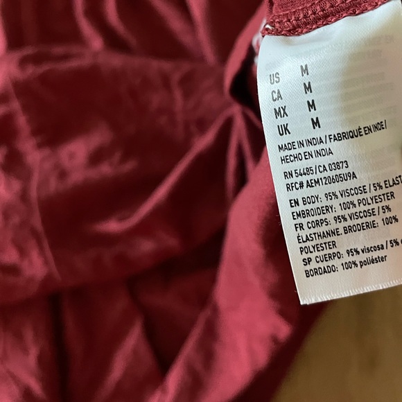 American Eagle|SOFT Burgundy Floral Embroidered Romper, Off the Shoulder•••NWT - Picture 9 of 13